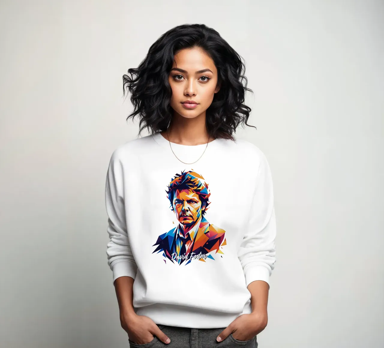 David Foster Portrait in WPAP Pop Art Sweatshirt von vectorartnesia