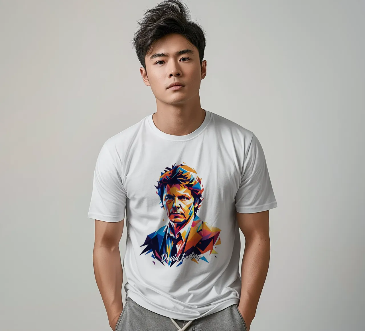 David Foster Portrait in WPAP Pop Art t-shirt da vectorartnesia