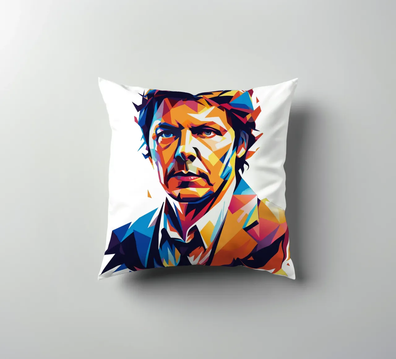 David Foster Portrait in WPAP Pop Art Kissen von vectorartnesia