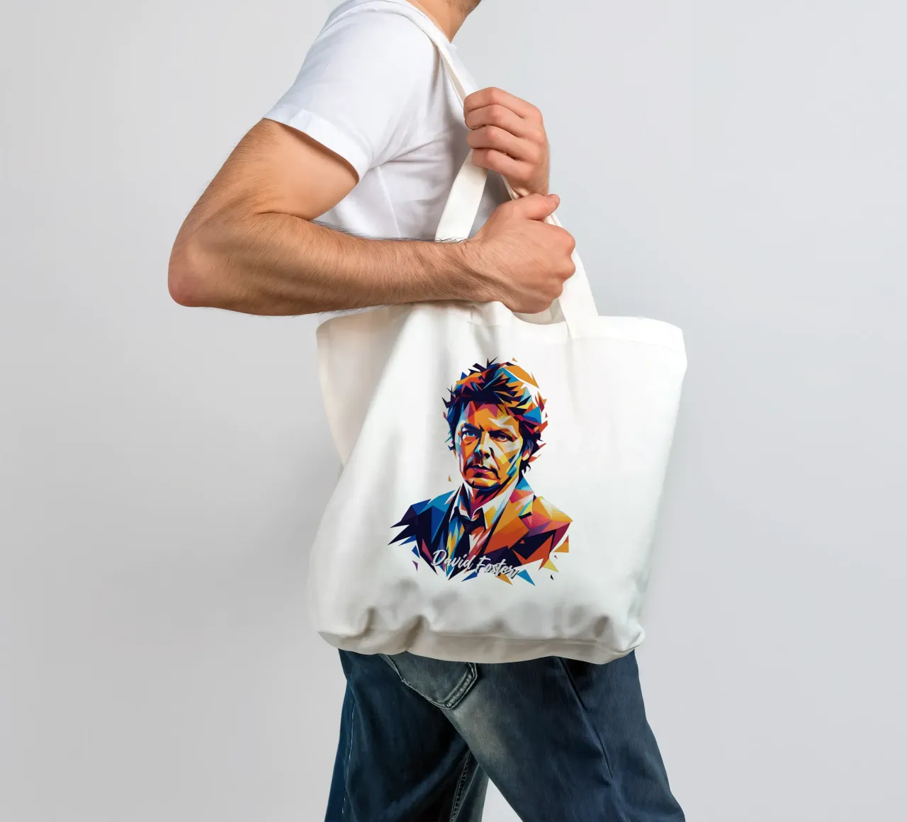 David Foster Portrait in WPAP Pop Art borsa in juta da vectorartnesia
