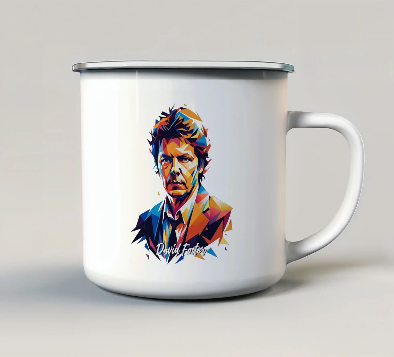 David Foster Portrait in WPAP Pop Art tazza in smalto da vectorartnesia