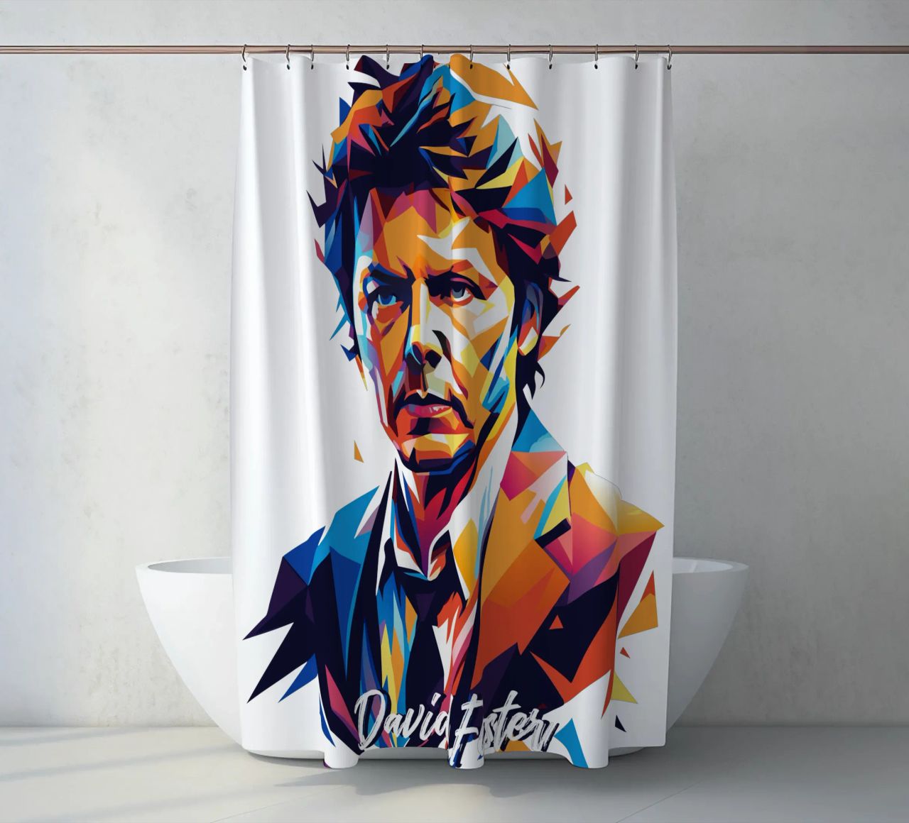 David Foster Portrait in WPAP Pop Art tenda da doccia da vectorartnesia