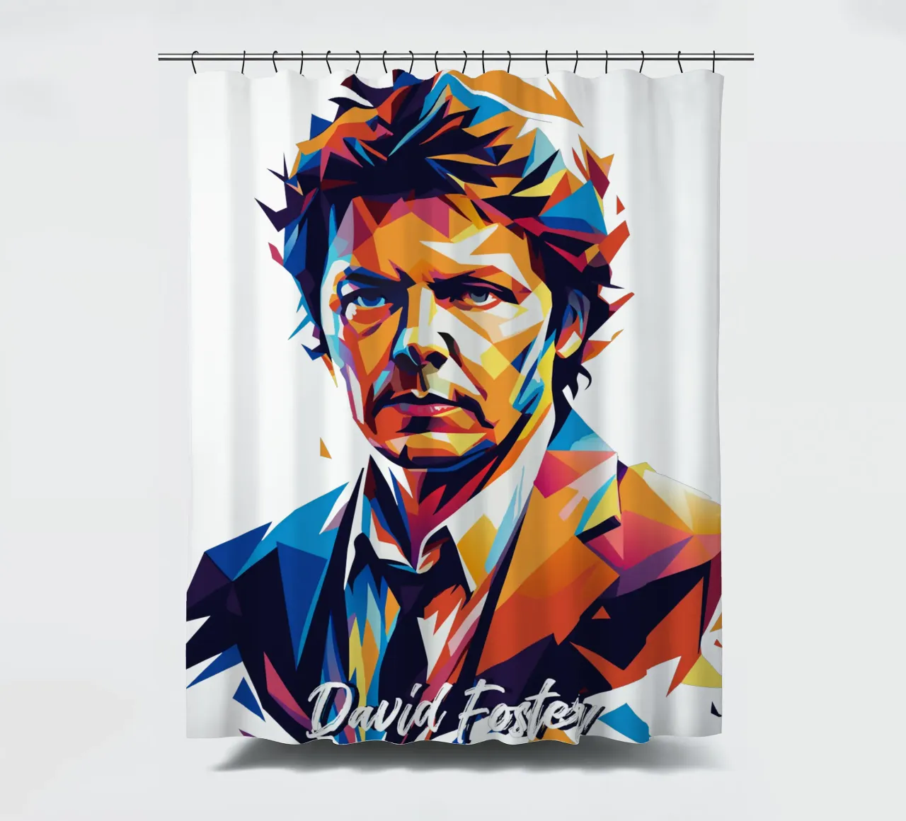 David Foster Portrait in WPAP Pop Art tenda da doccia da vectorartnesia