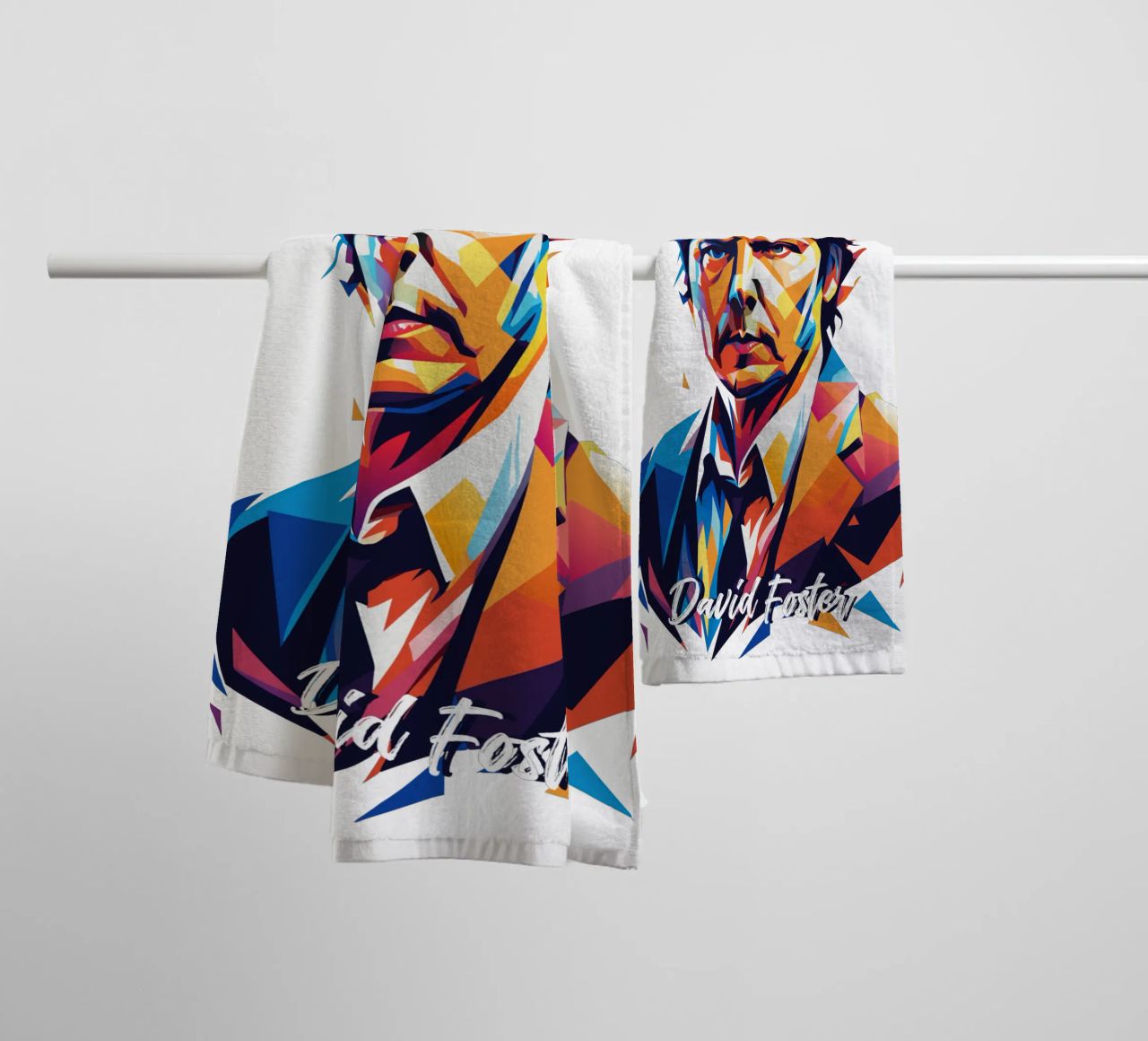 David Foster Portrait in WPAP Pop Art asciugamano da bagno da vectorartnesia