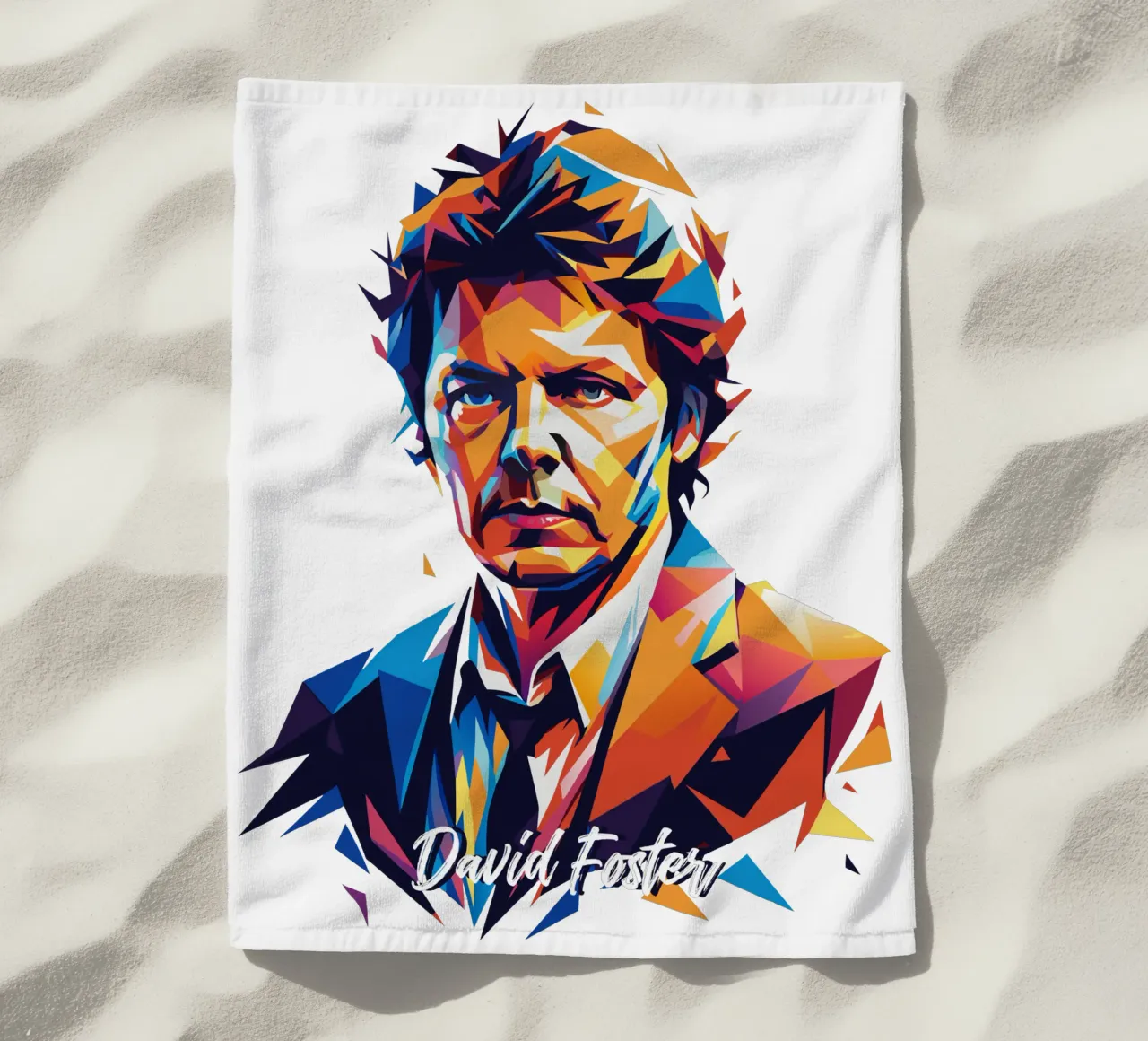 David Foster Portrait in WPAP Pop Art toalla de playa de vectorartnesia