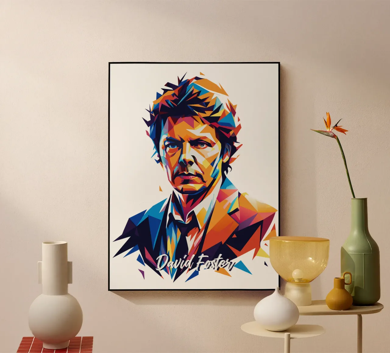 David Foster Portrait in WPAP Pop Art metacrilato de vectorartnesia