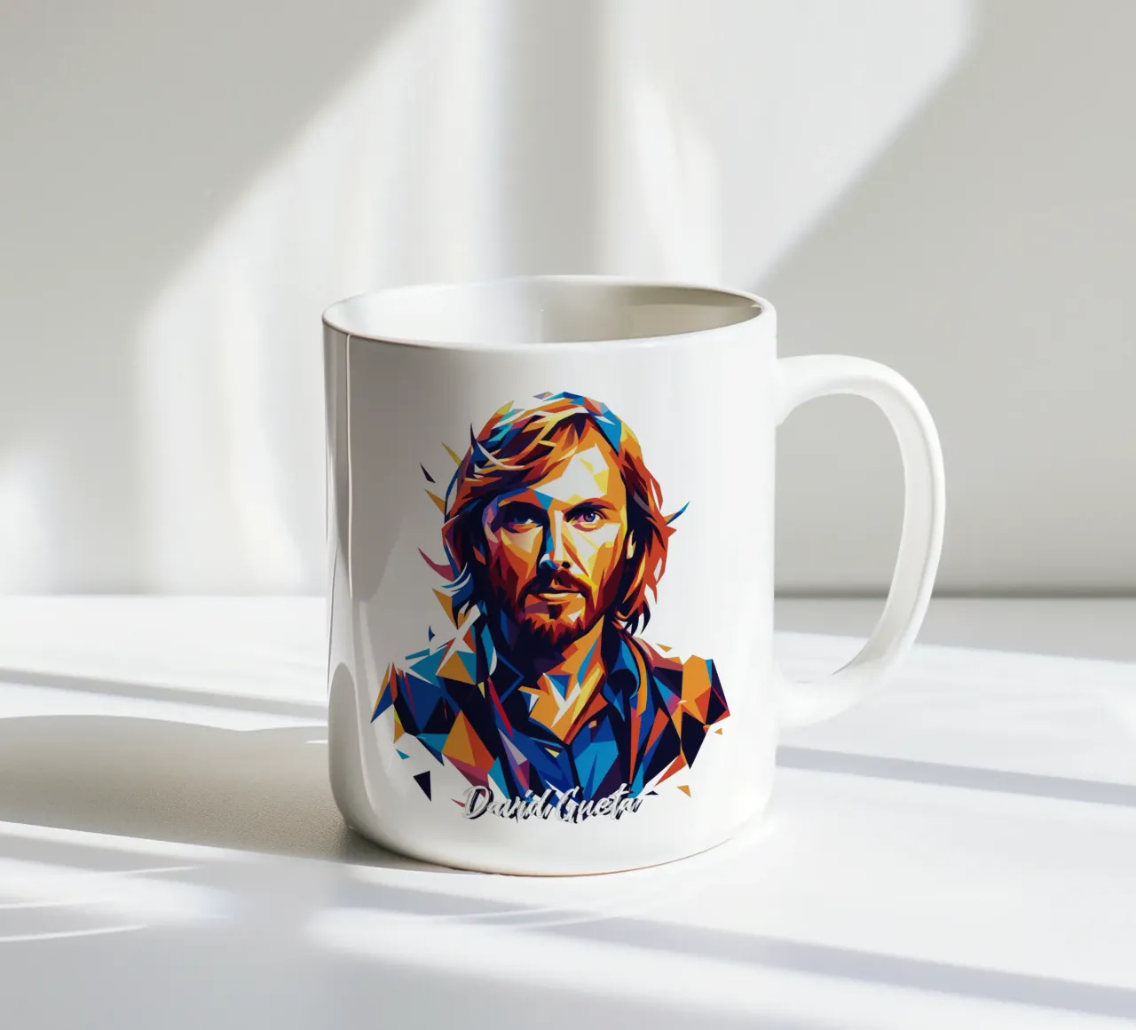 David Gueta Portrait in WPAP Pop Art ceramic mug by vectorartnesia