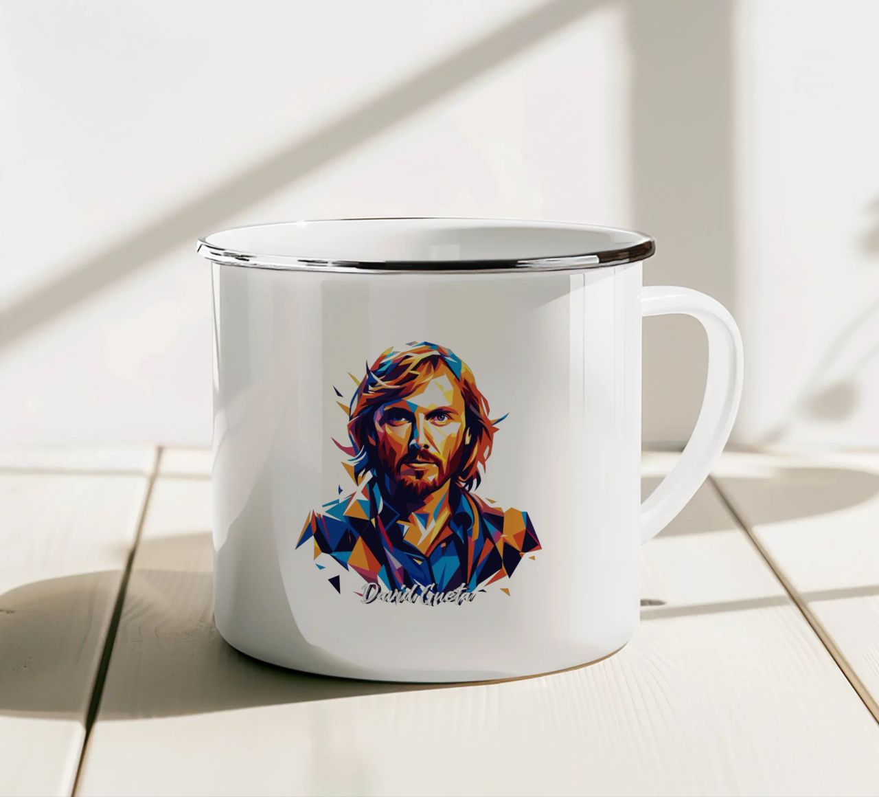 David Gueta Portrait in WPAP Pop Art tazza in smalto da vectorartnesia