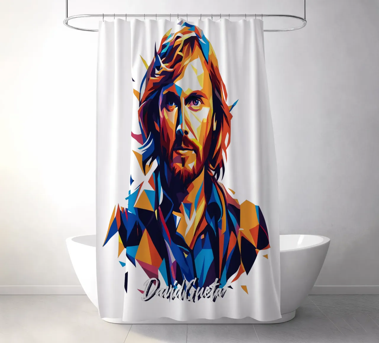 David Gueta Portrait in WPAP Pop Art tenda da doccia da vectorartnesia
