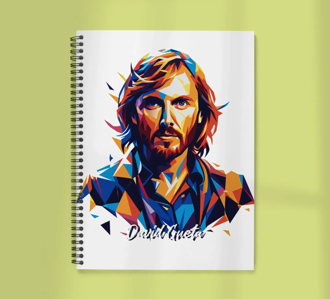 David Gueta Portrait in WPAP Pop Art spiral notebook by vectorartnesia