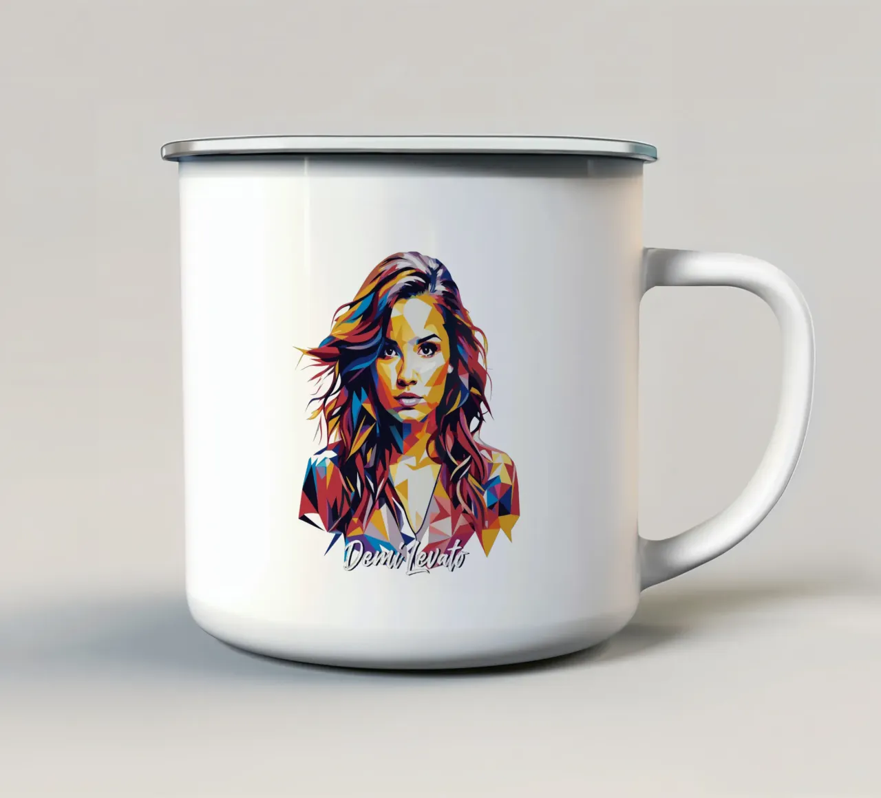 Demi Levato Portrait in WPAP Pop Art tazza in smalto da vectorartnesia