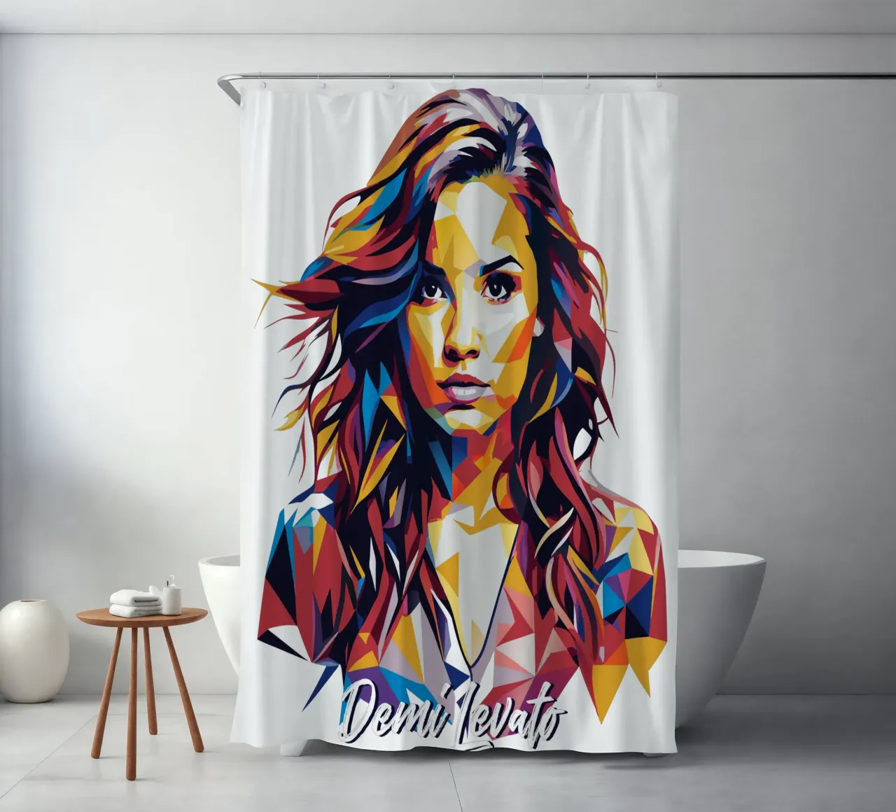 Demi Levato Portrait in WPAP Pop Art tenda da doccia da vectorartnesia
