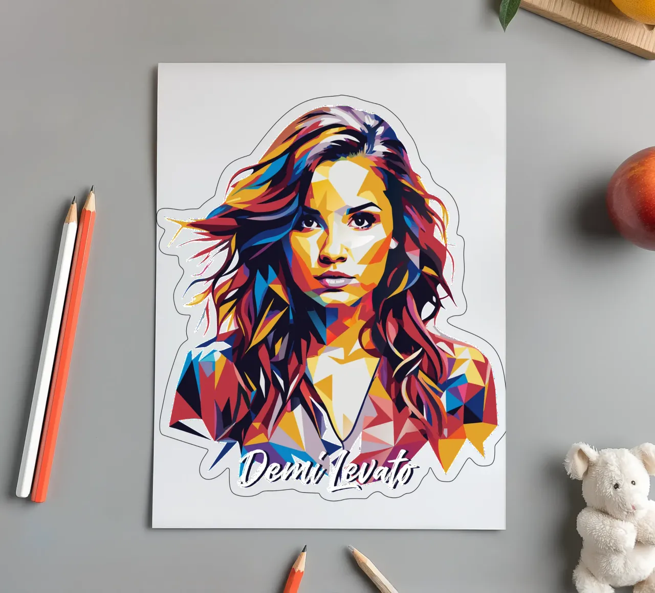 Demi Levato Portrait in WPAP Pop Art foglio adesivo da vectorartnesia