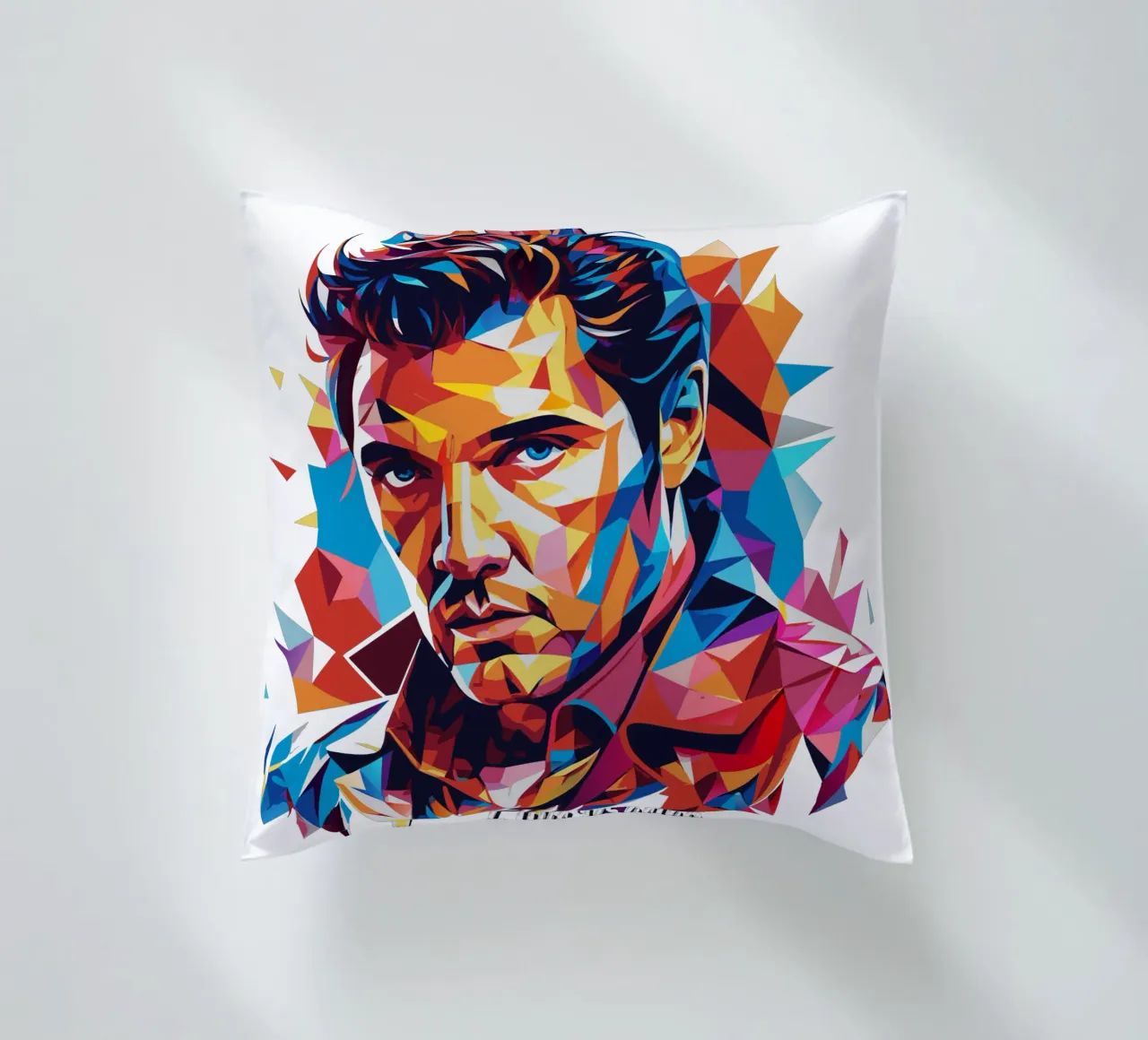 Elvis Presley Portrait in WPAP Pop Art cuscino da vectorartnesia