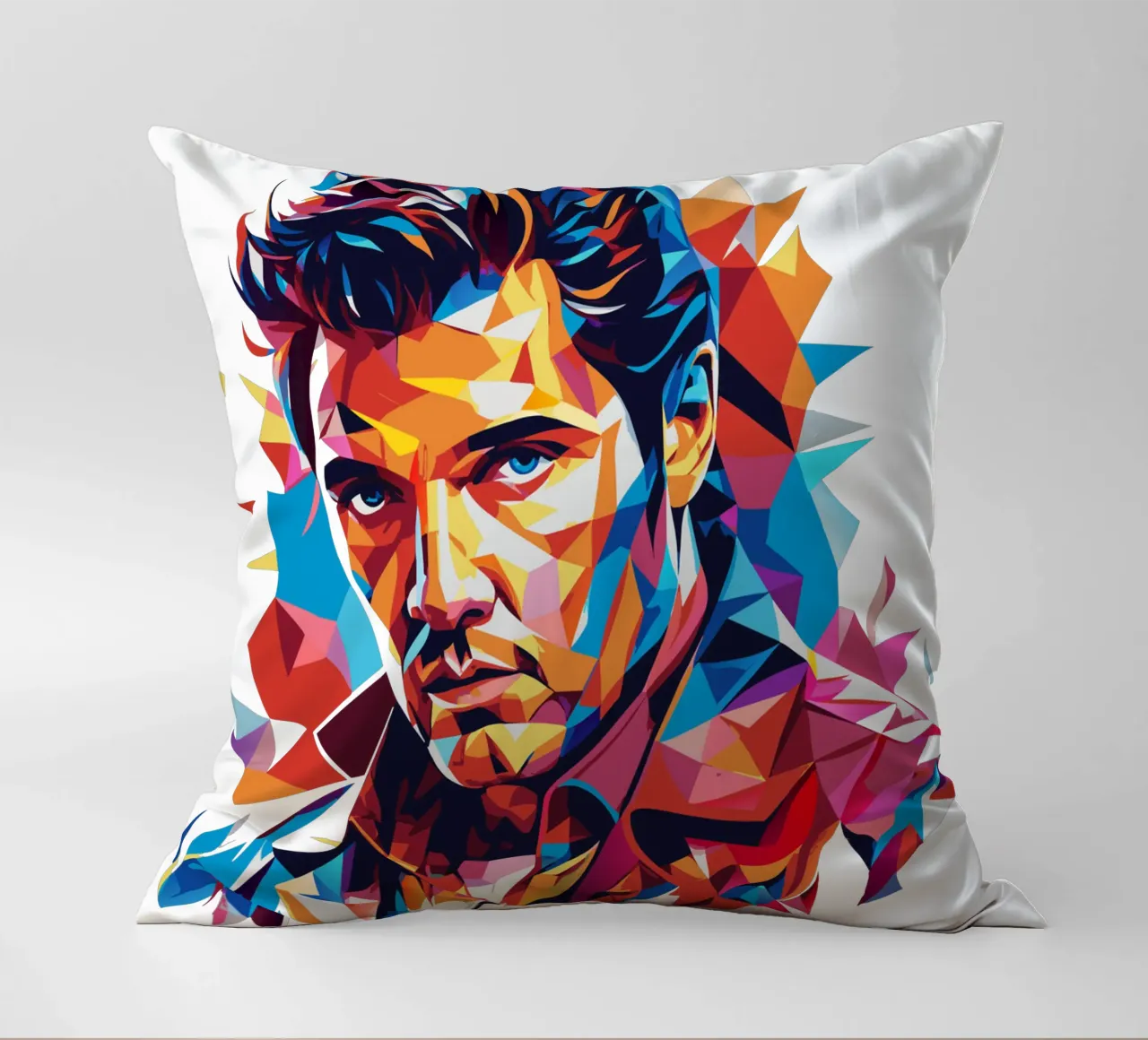 Elvis Presley Portrait in WPAP Pop Art cuscino da vectorartnesia