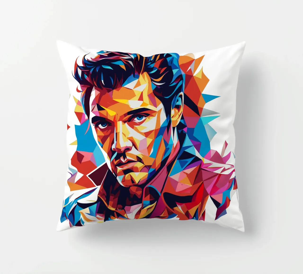 Elvis Presley Portrait in WPAP Pop Art cuscino da vectorartnesia