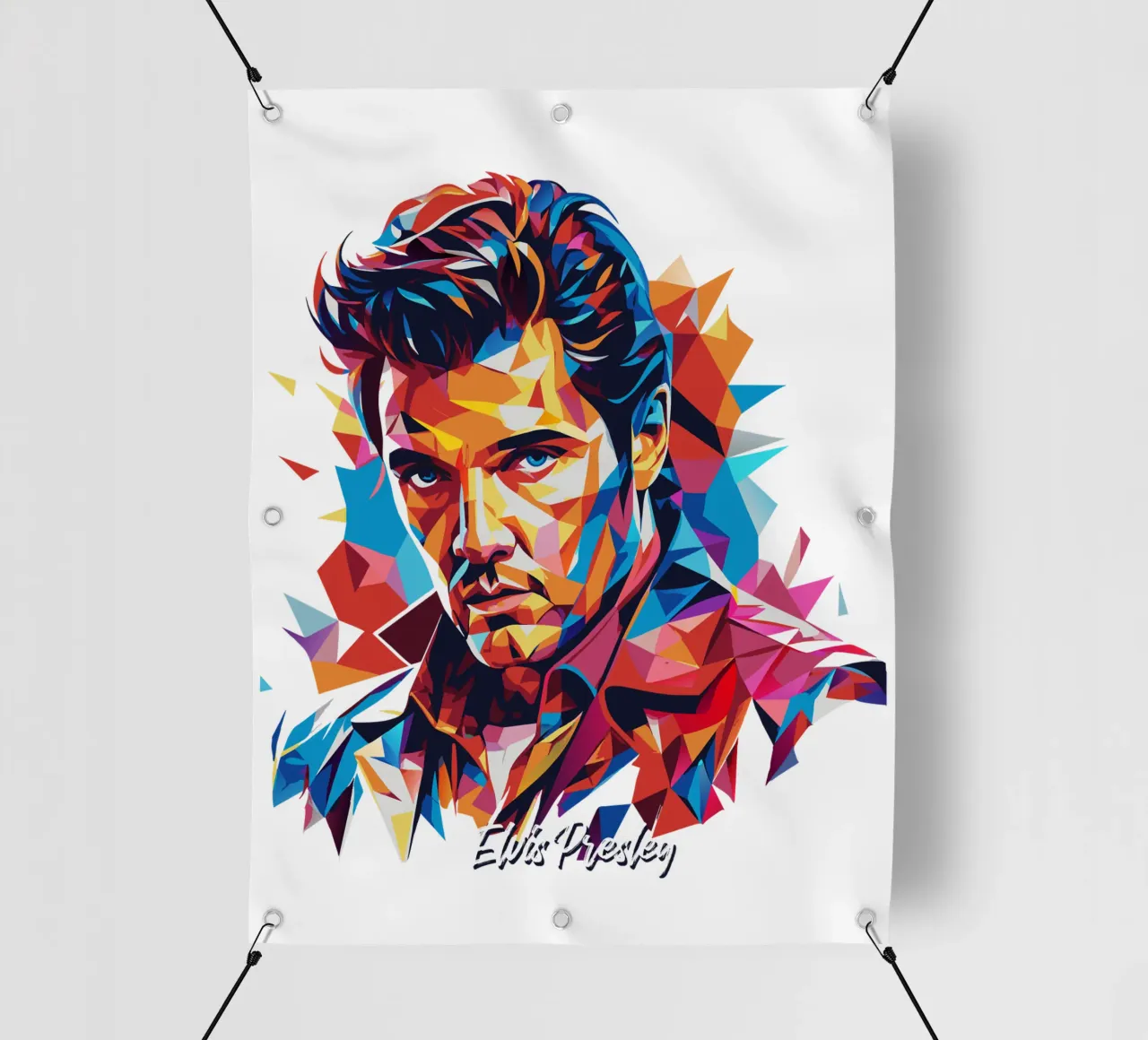 Elvis Presley Portrait in WPAP Pop Art telo in pvc da vectorartnesia
