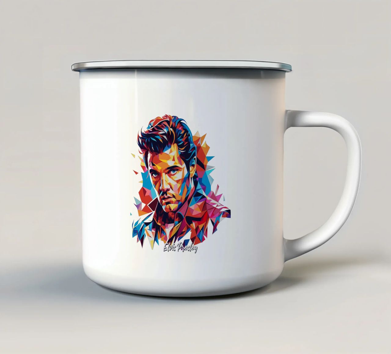 Elvis Presley Portrait in WPAP Pop Art tazza in smalto da vectorartnesia