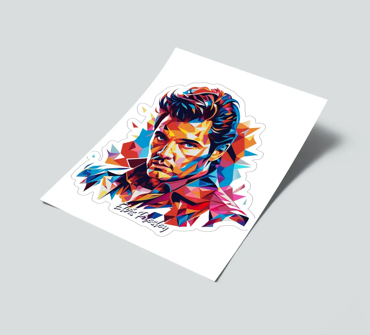 Elvis Presley Portrait in WPAP Pop Art Stickerbogen von vectorartnesia