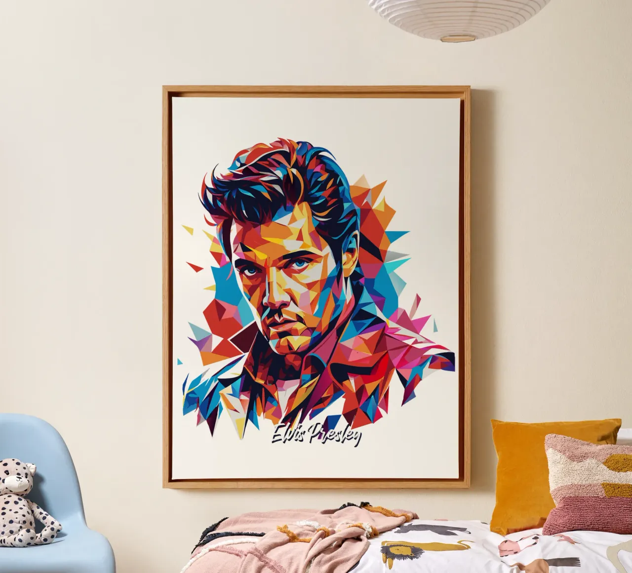 Elvis Presley Portrait in WPAP Pop Art tela con Cornice a cassetta da vectorartnesia