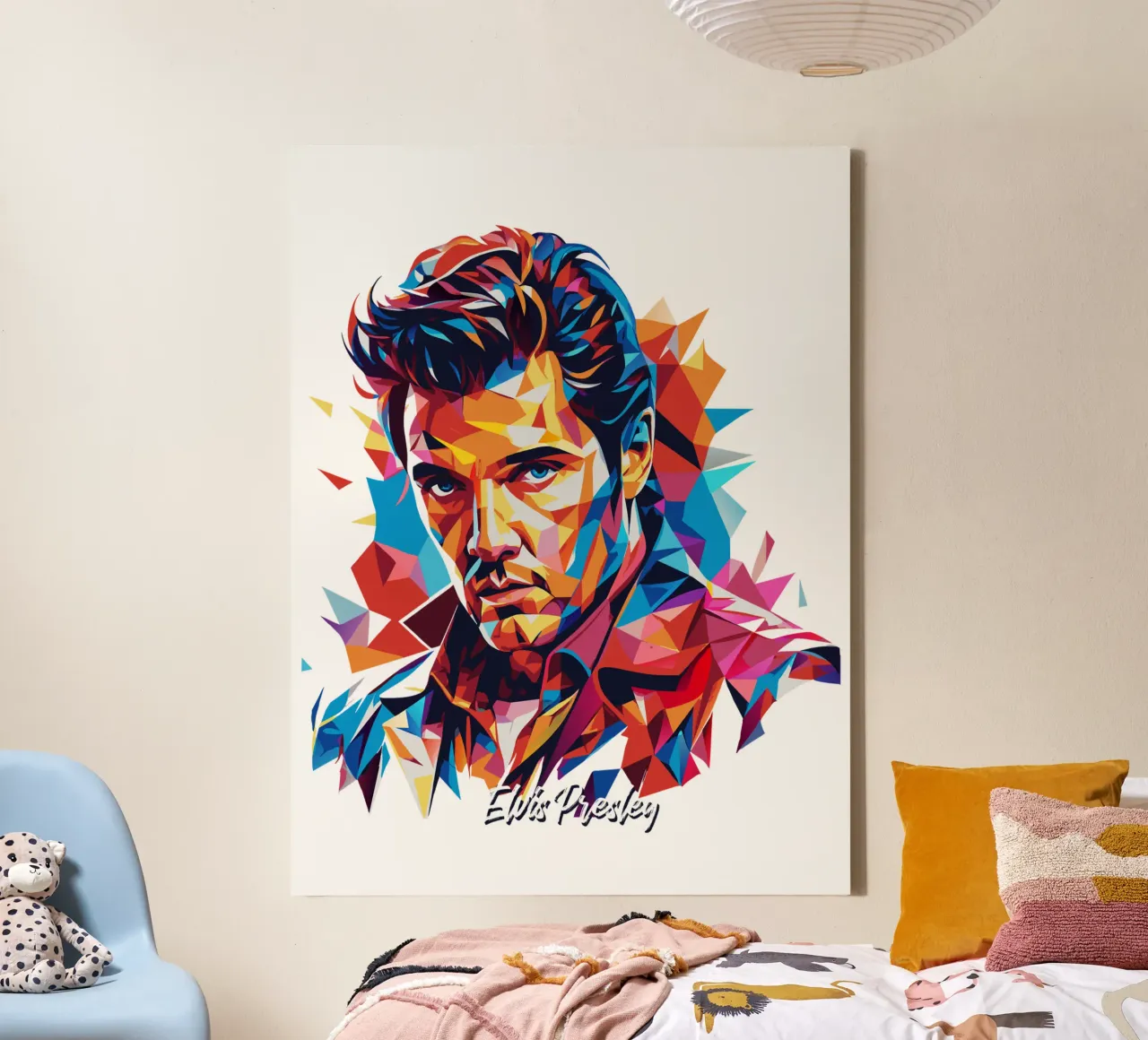 Elvis Presley Portrait in WPAP Pop Art tela con Cornice a cassetta da vectorartnesia