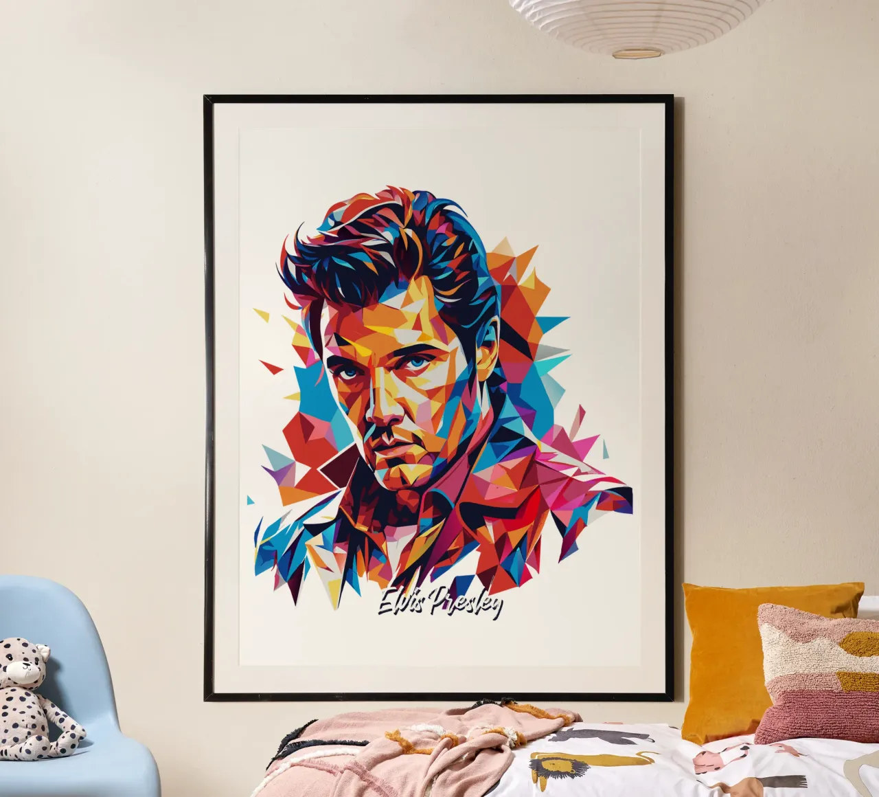 Elvis Presley Portrait in WPAP Pop Art carta hahnemühle da vectorartnesia