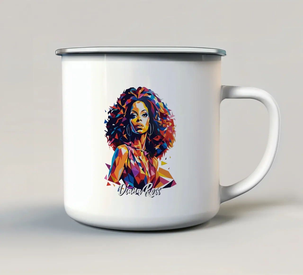 Diana Ross Portrait in WPAP Pop Art tazza in smalto da vectorartnesia