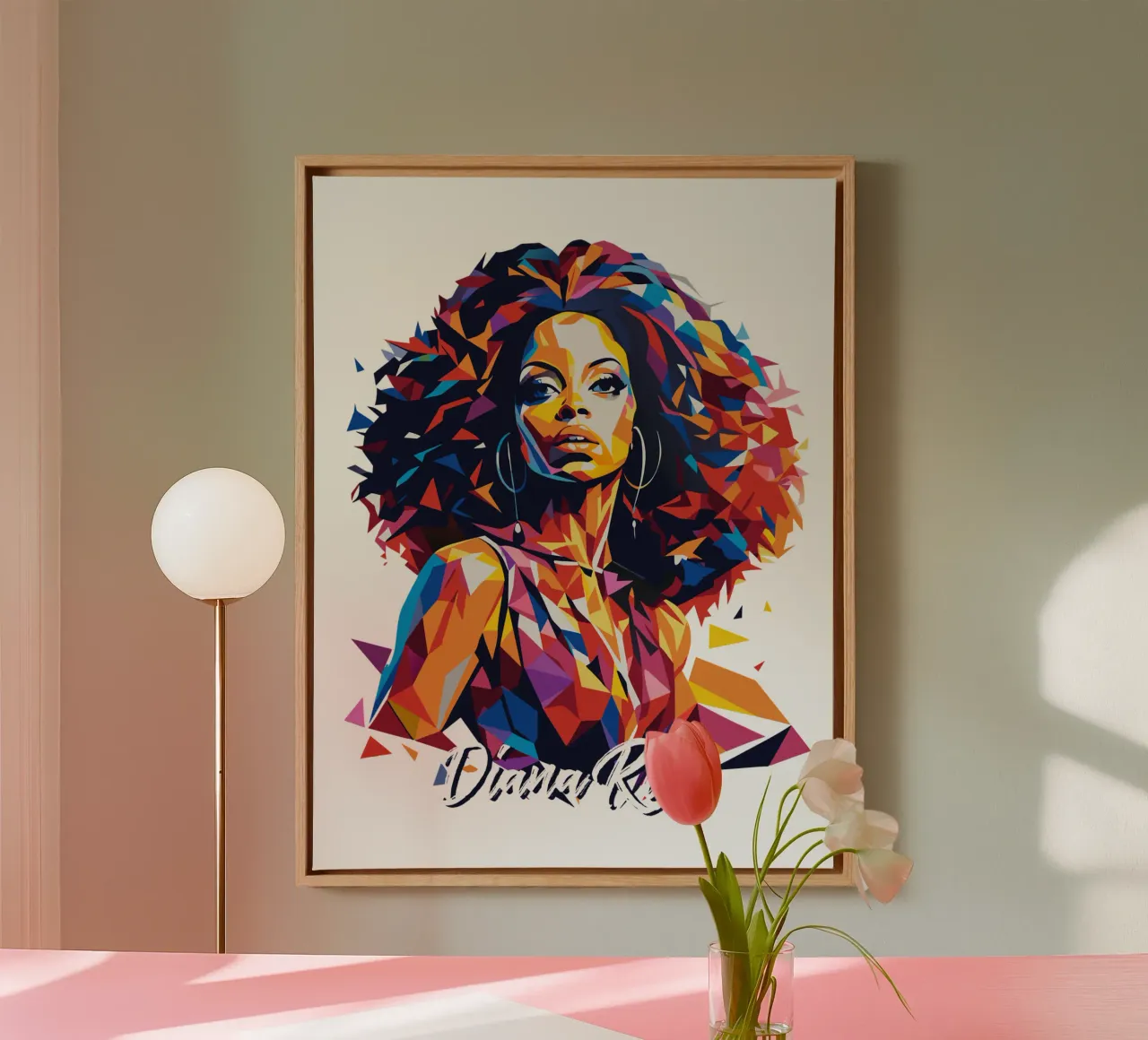Diana Ross Portrait in WPAP Pop Art tela con Cornice a cassetta da vectorartnesia