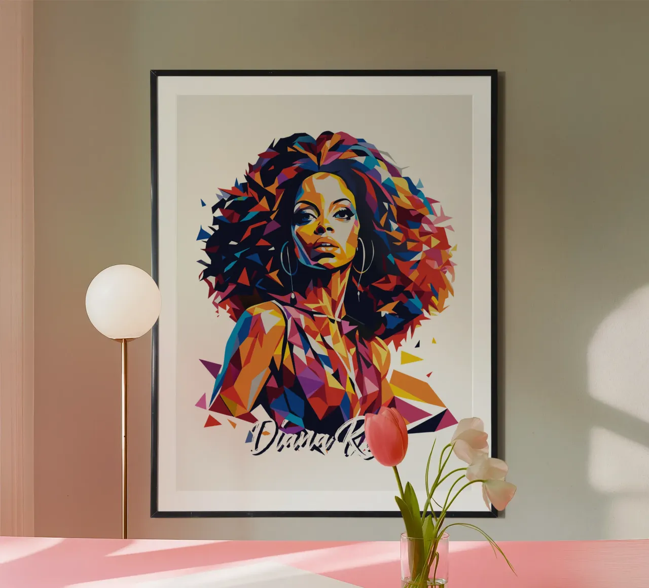 Diana Ross Portrait in WPAP Pop Art carta hahnemühle da vectorartnesia
