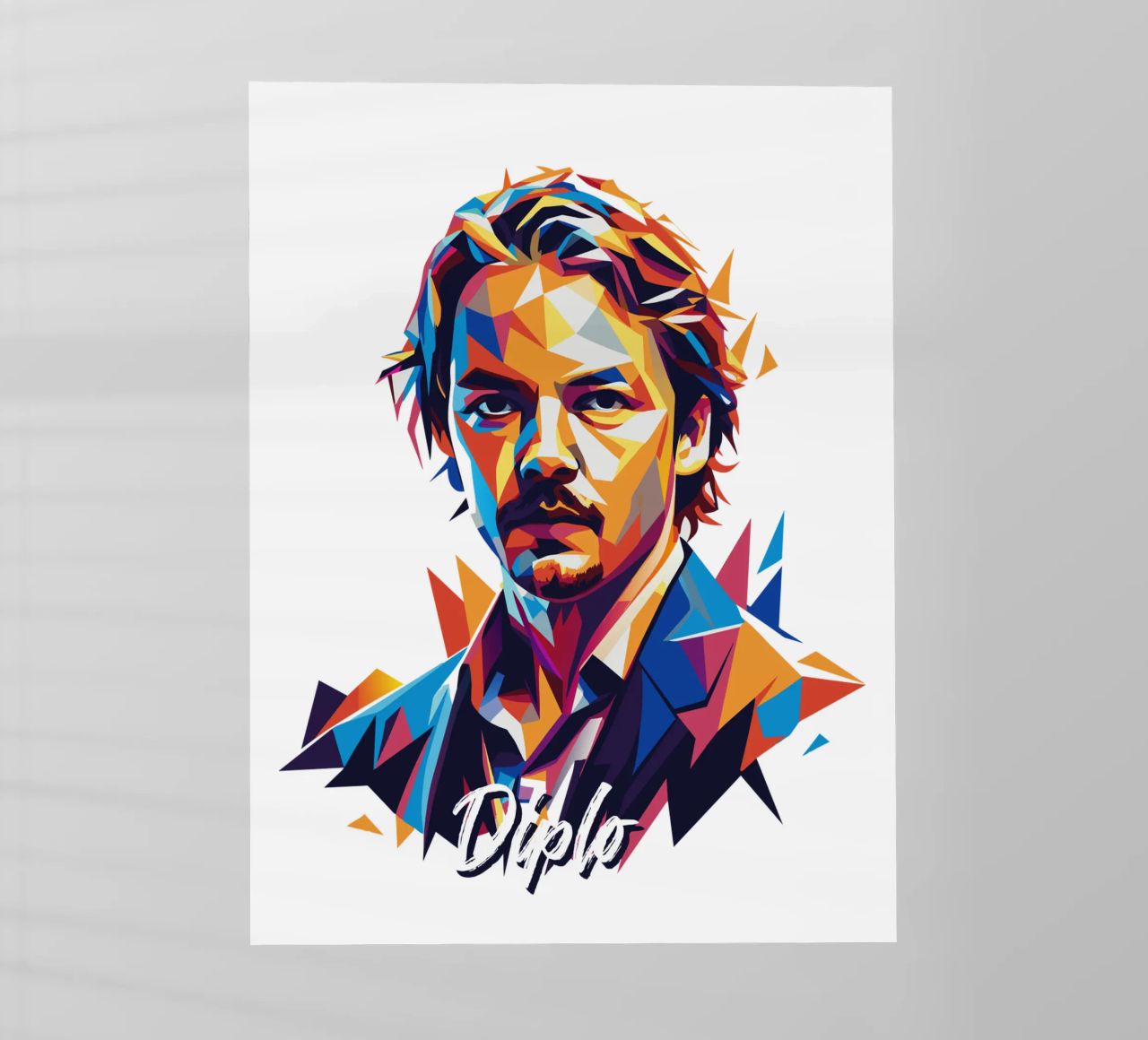 Diplo Portrait in WPAP Pop Art pellicola backlit da vectorartnesia