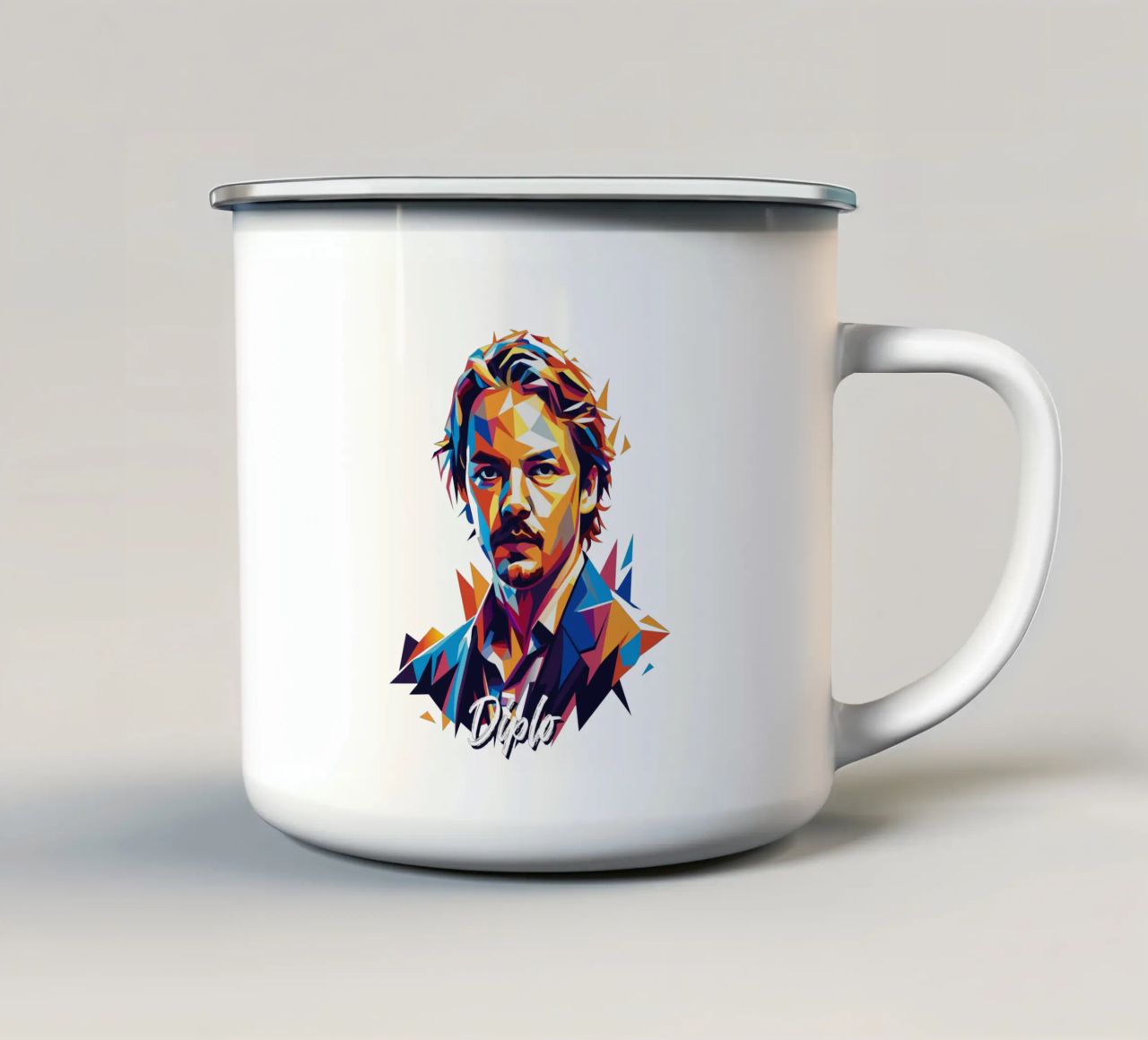 Diplo Portrait in WPAP Pop Art tazza in smalto da vectorartnesia