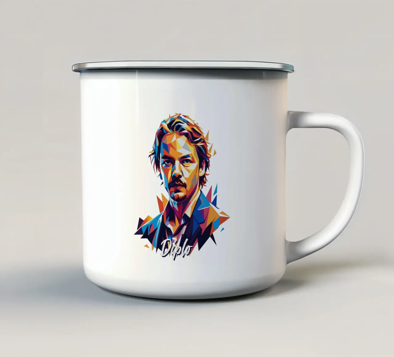 Diplo Portrait in WPAP Pop Art emaille mok van vectorartnesia