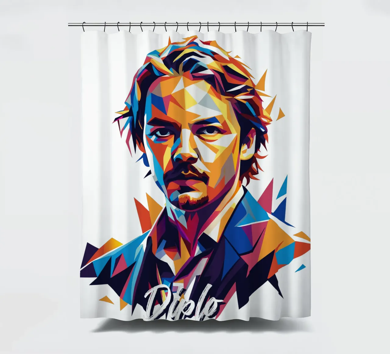 Diplo Portrait in WPAP Pop Art tenda da doccia da vectorartnesia