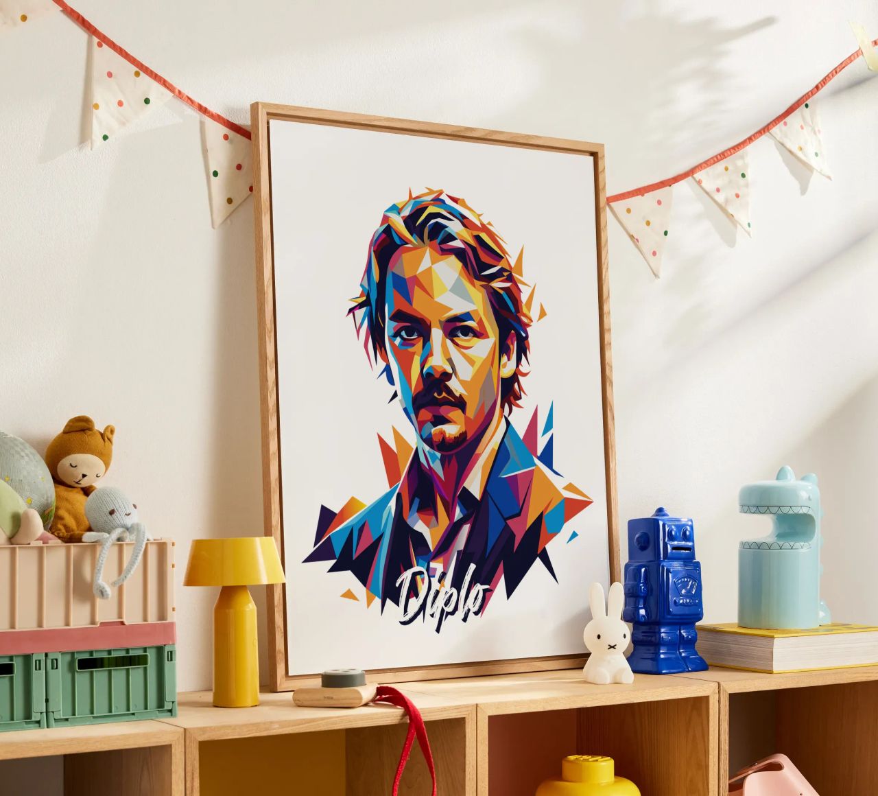 Diplo Portrait in WPAP Pop Art plexiglass da vectorartnesia