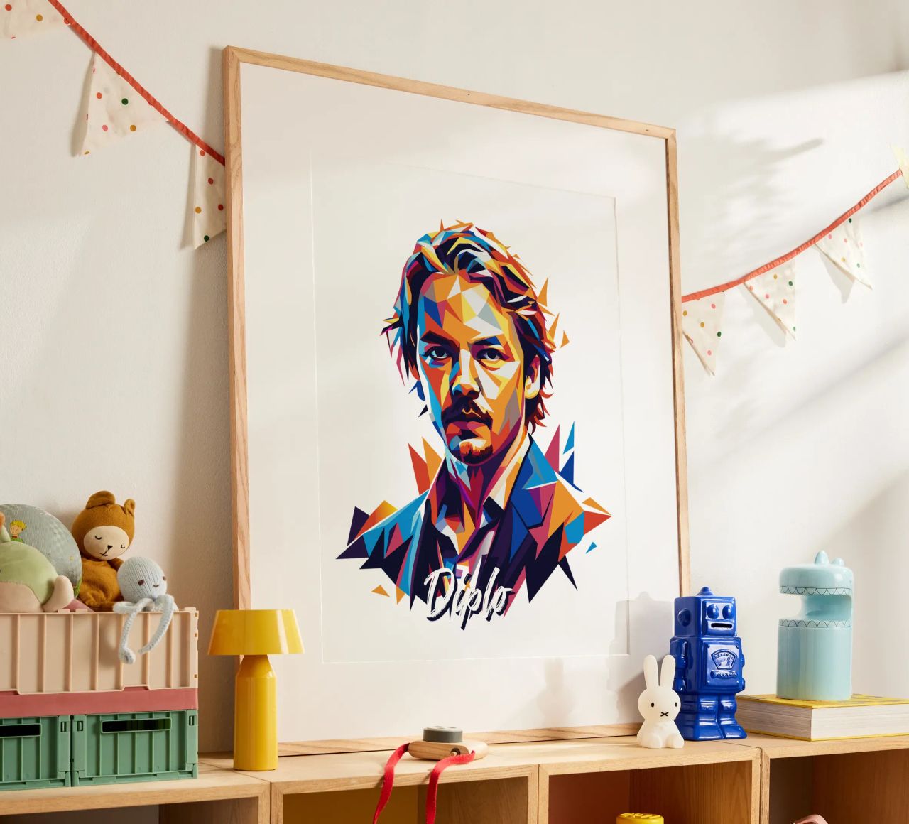 Diplo Portrait in WPAP Pop Art carta hahnemühle da vectorartnesia