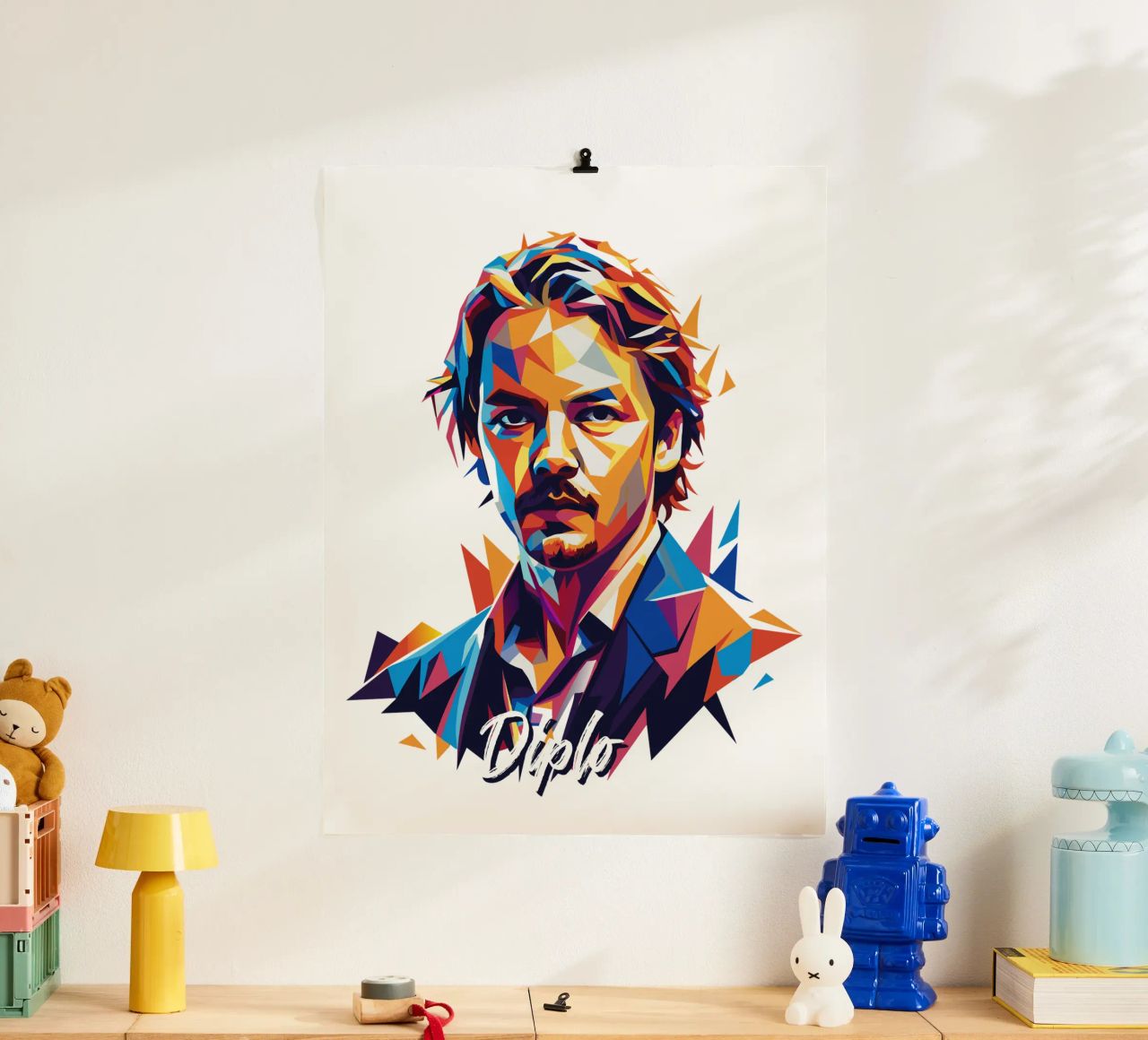 Diplo Portrait in WPAP Pop Art carta hahnemühle da vectorartnesia