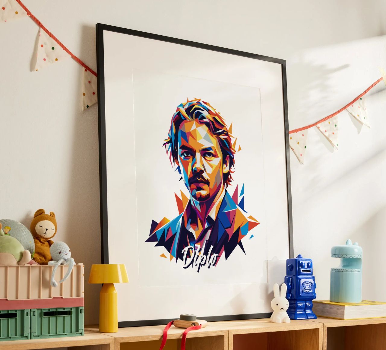 Diplo Portrait in WPAP Pop Art carta hahnemühle da vectorartnesia