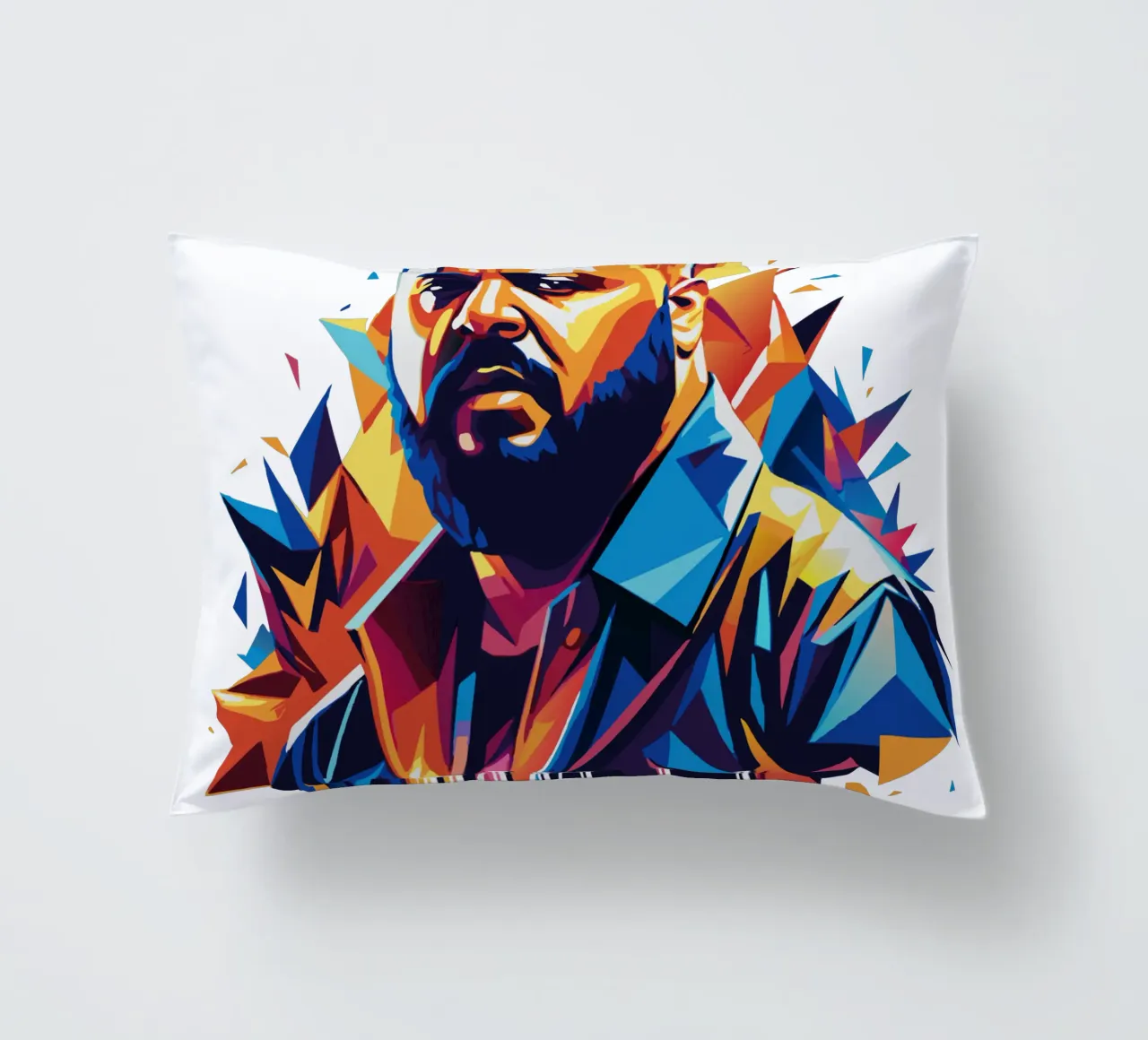 DJ Khaled Portrait in WPAP Pop Art cuscino da vectorartnesia