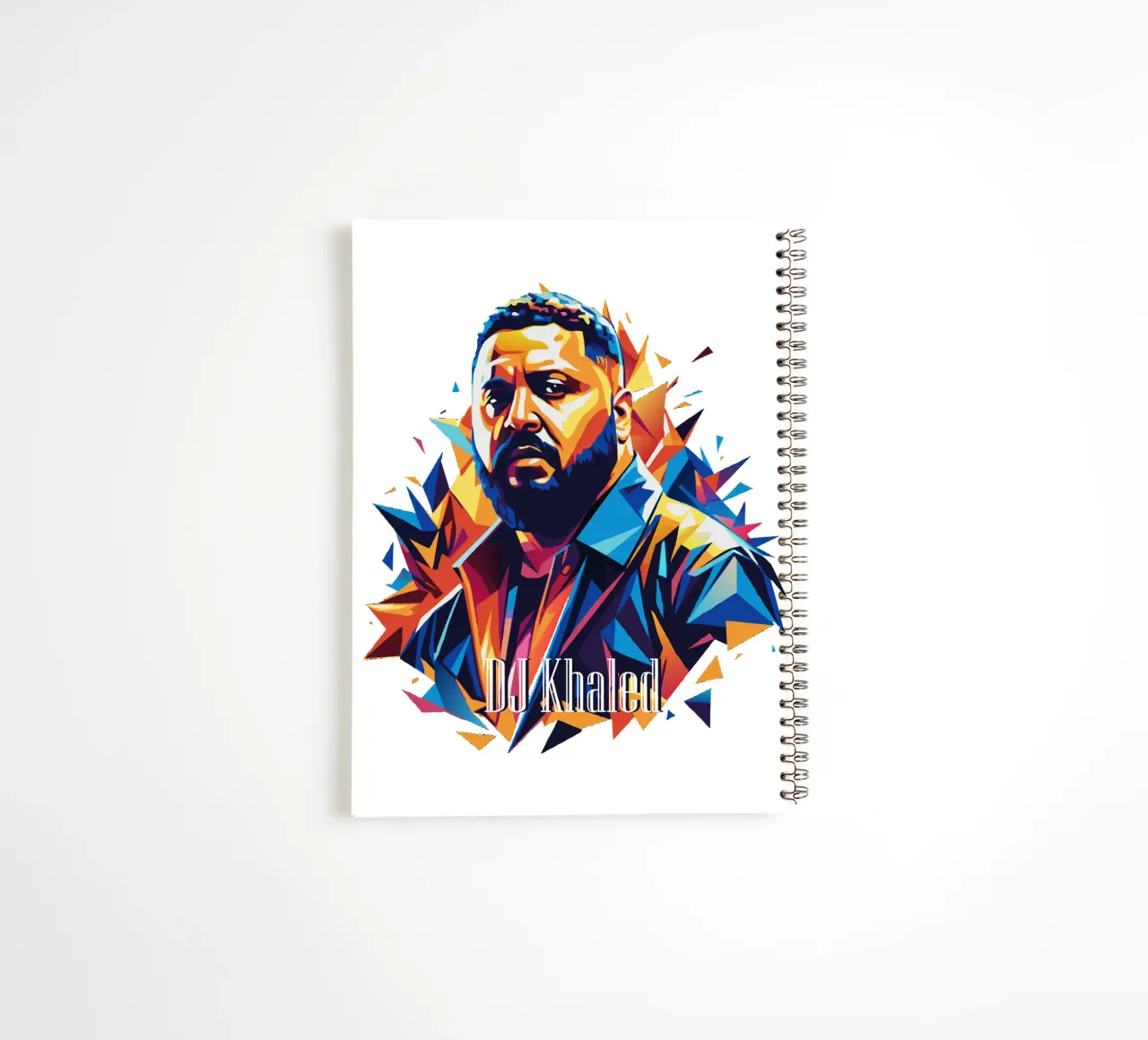 DJ Khaled Portrait in WPAP Pop Art spiral notebook by vectorartnesia
