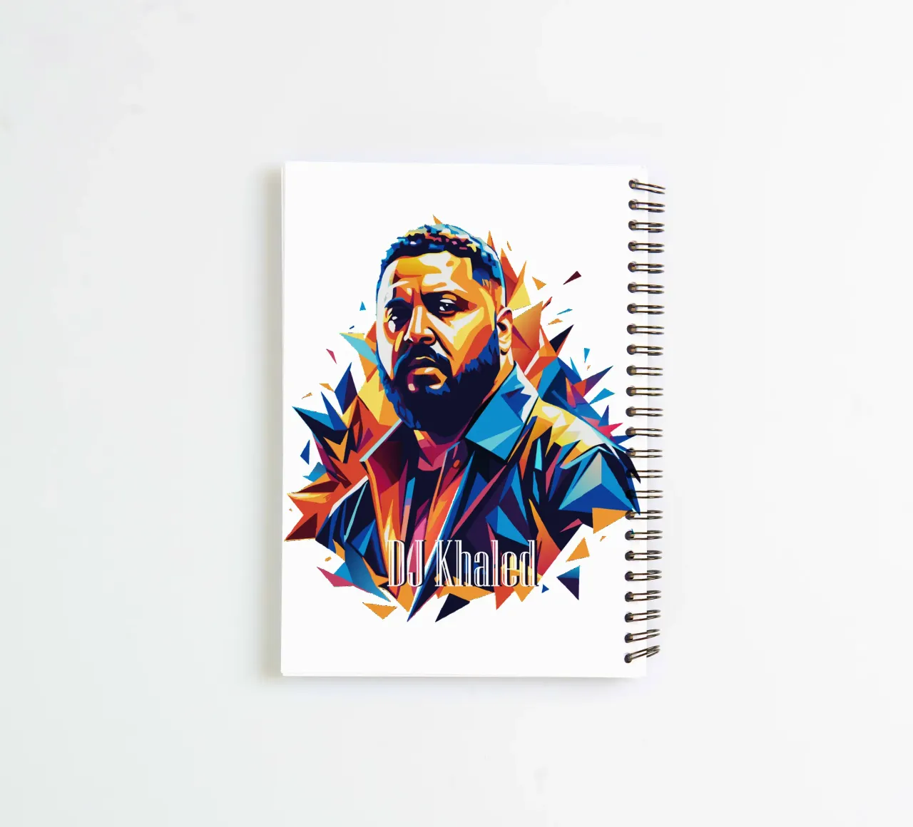 DJ Khaled Portrait in WPAP Pop Art spiral notebook by vectorartnesia