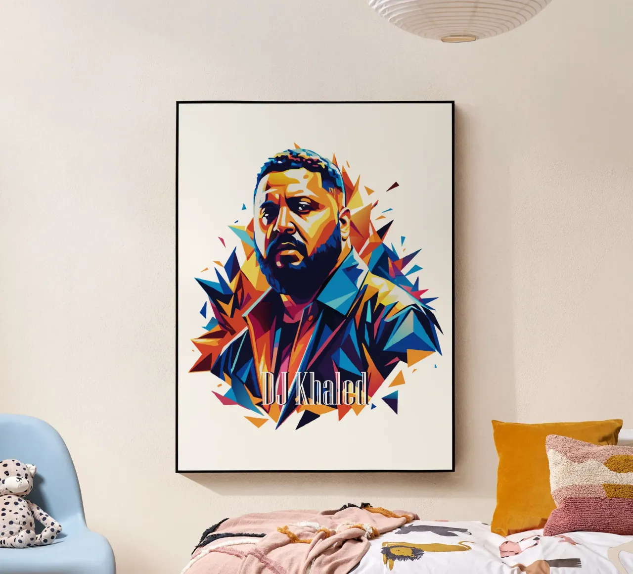 DJ Khaled Portrait in WPAP Pop Art plexiglass da vectorartnesia