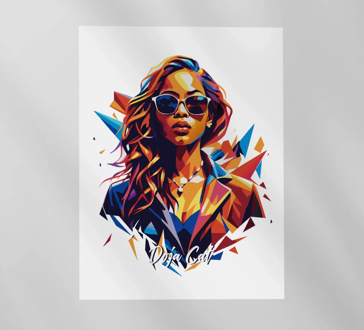 Doja Cat Portrait in WPAP Pop Art pellicola backlit da vectorartnesia