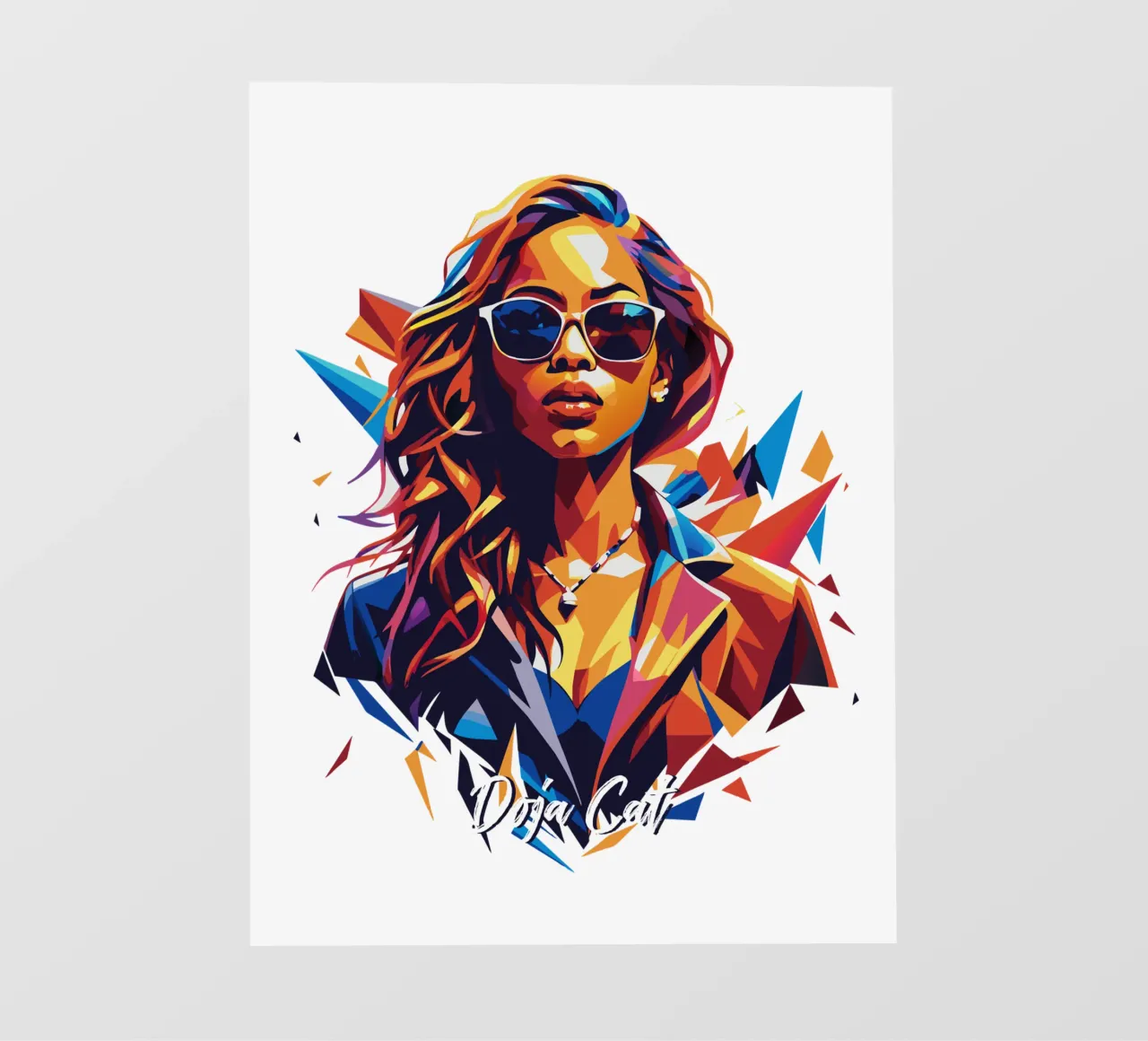 Doja Cat Portrait in WPAP Pop Art pellicola backlit da vectorartnesia
