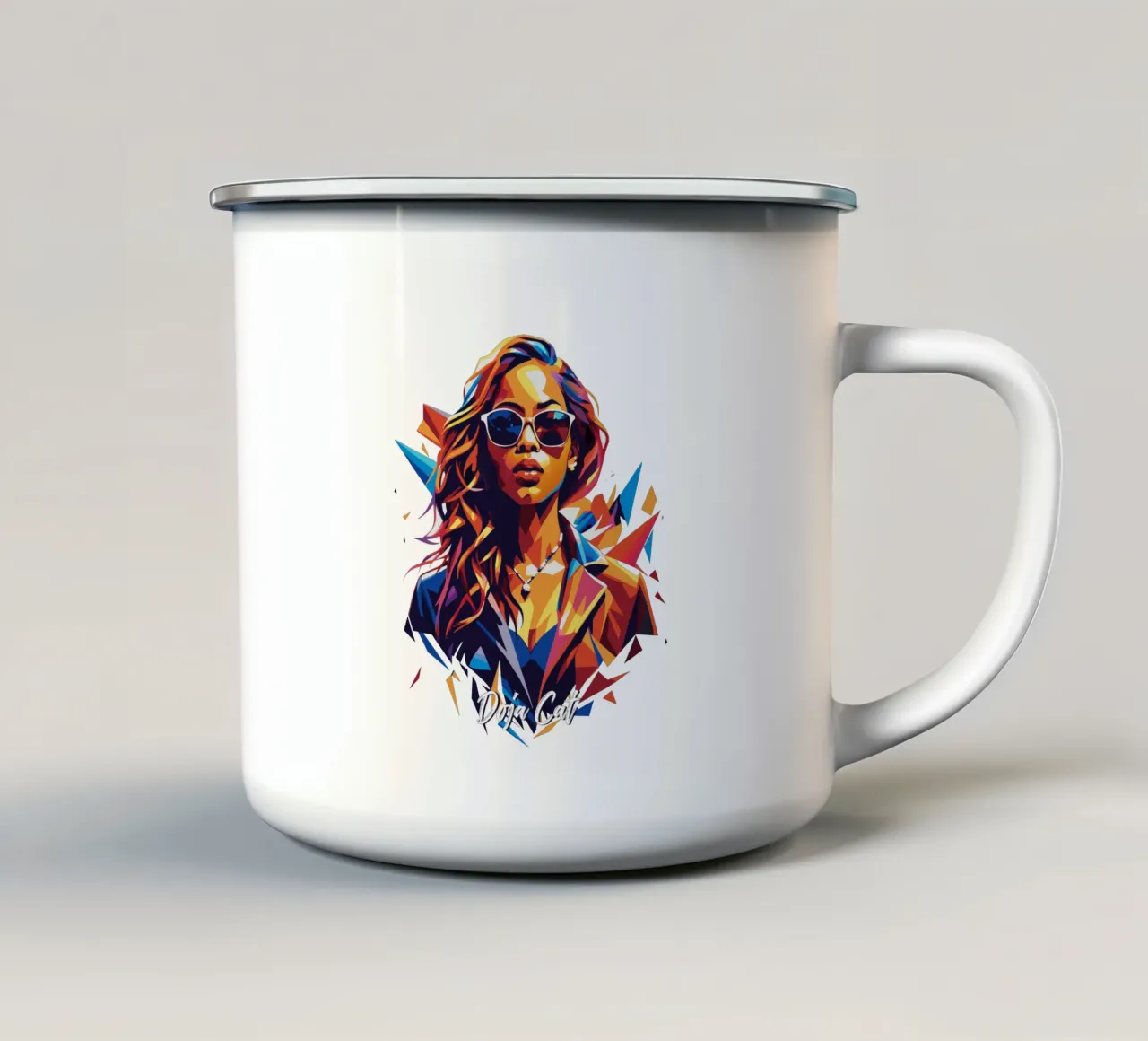 Doja Cat Portrait in WPAP Pop Art tazza in smalto da vectorartnesia