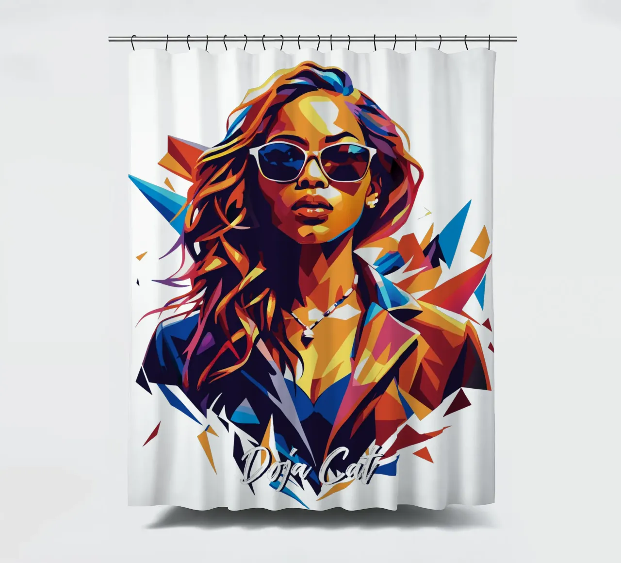 Doja Cat Portrait in WPAP Pop Art tenda da doccia da vectorartnesia