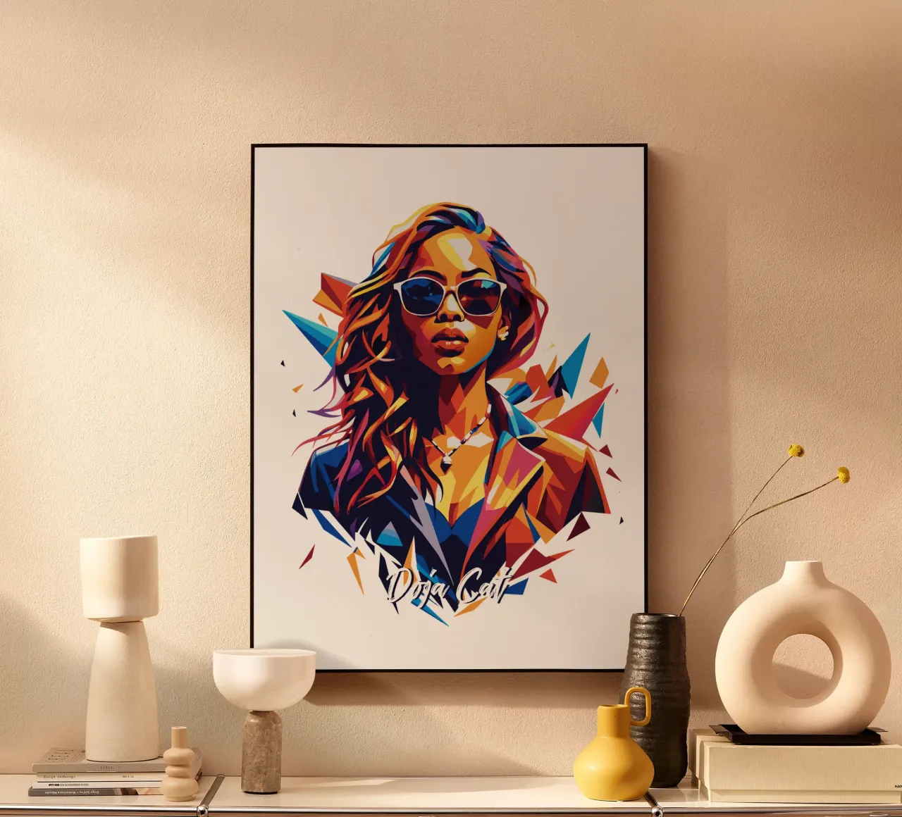 Doja Cat Portrait in WPAP Pop Art pannello forex da vectorartnesia