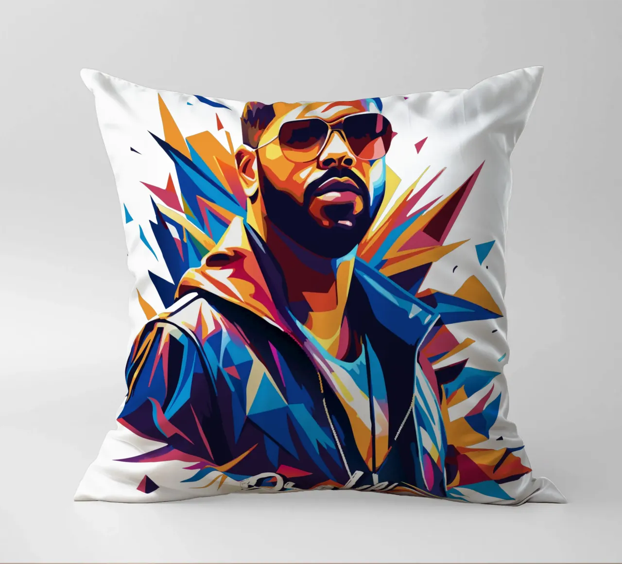 Drake Portrait in WPAP Pop Art cuscino da vectorartnesia