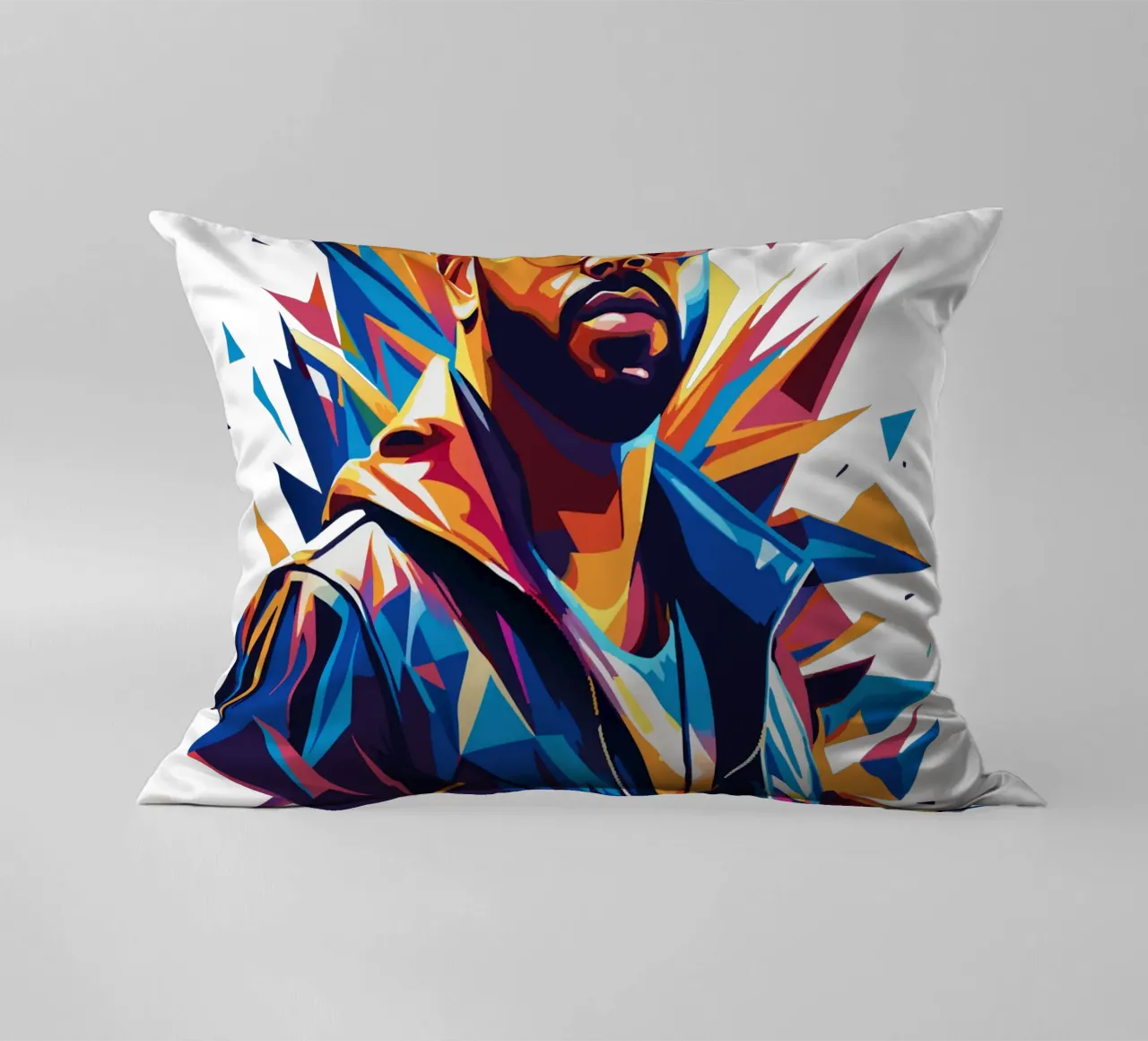 Drake Portrait in WPAP Pop Art cuscino da vectorartnesia