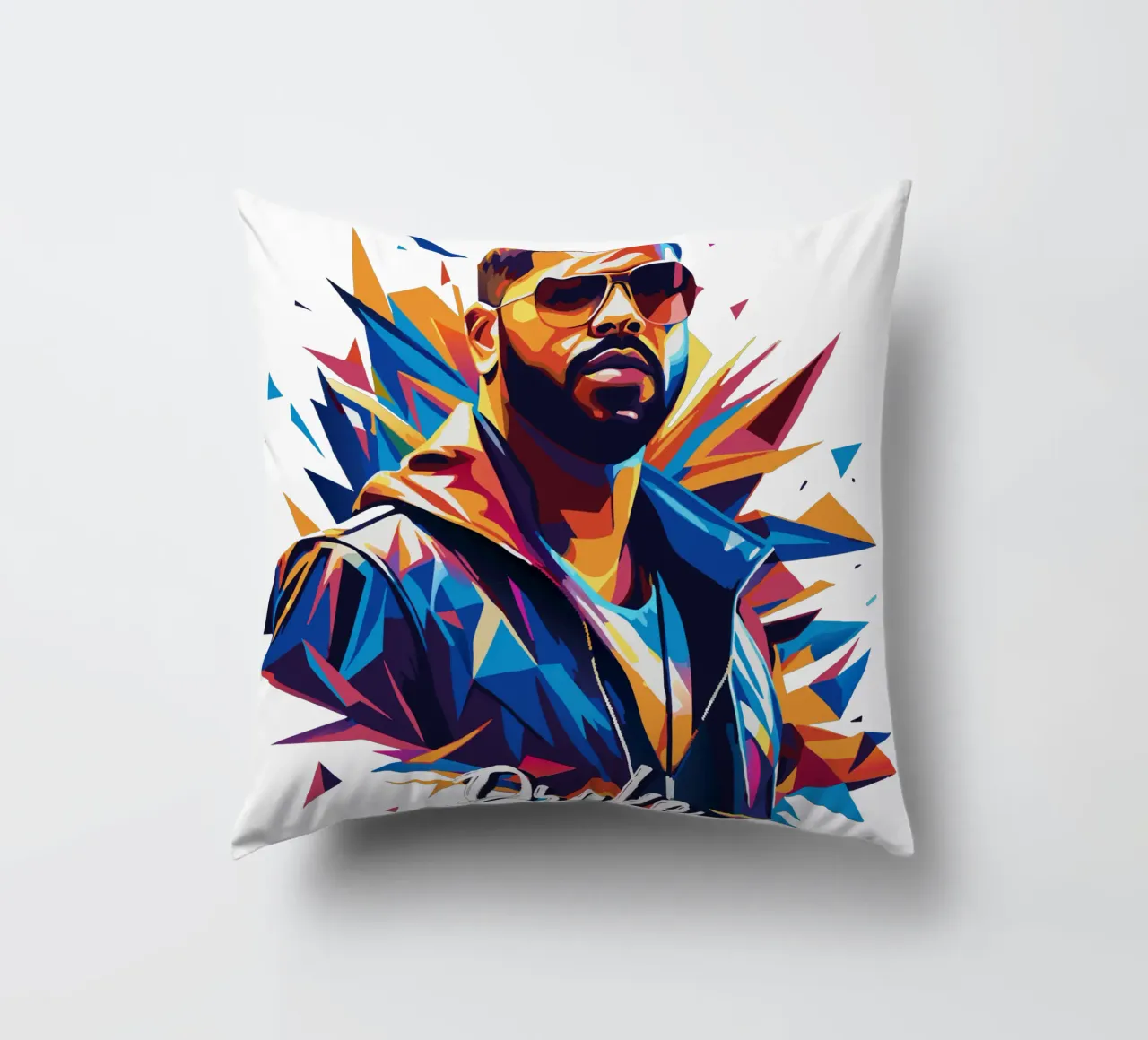 Drake Portrait in WPAP Pop Art cuscino da vectorartnesia