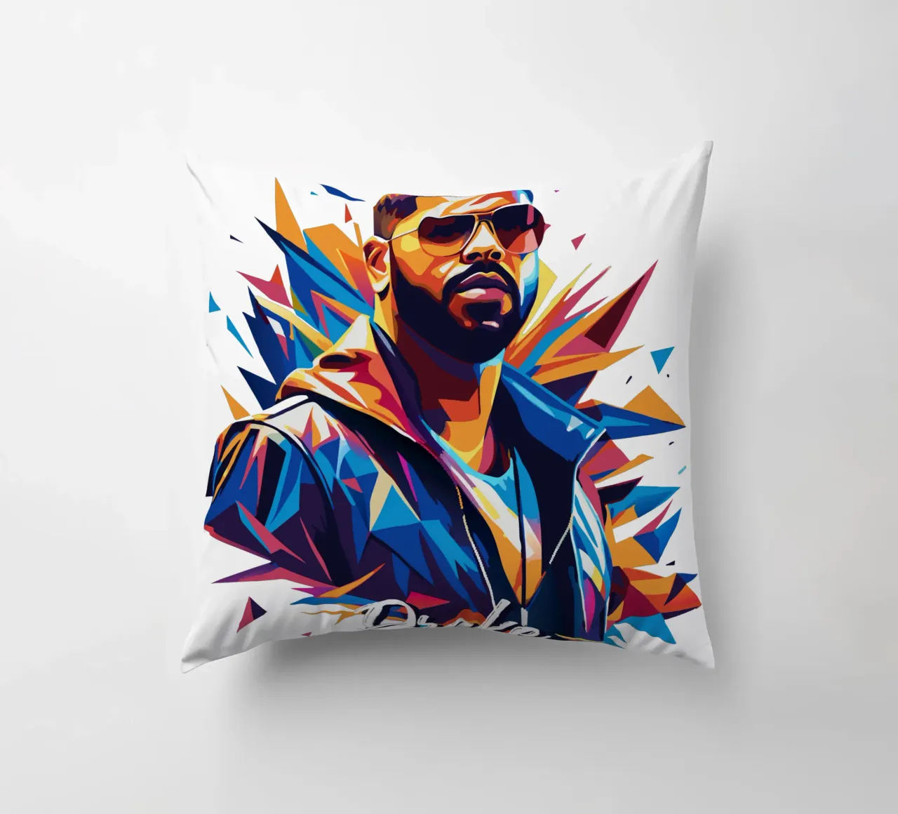 Drake Portrait in WPAP Pop Art cuscino da vectorartnesia